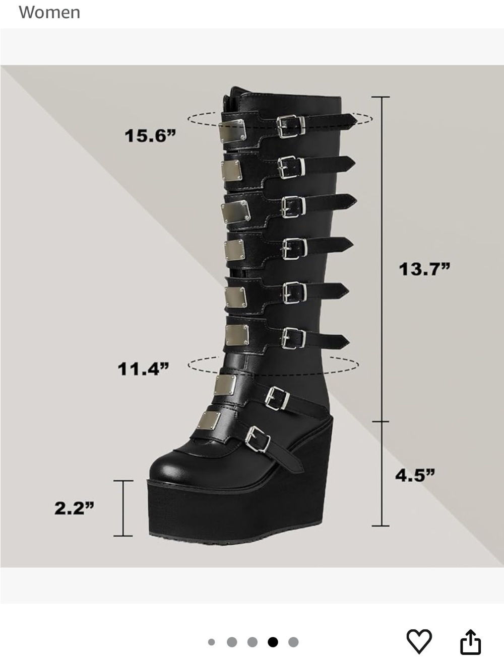 Gothic Black Knee-High Buckle Platform Boots - Women - Picture 2 of 9